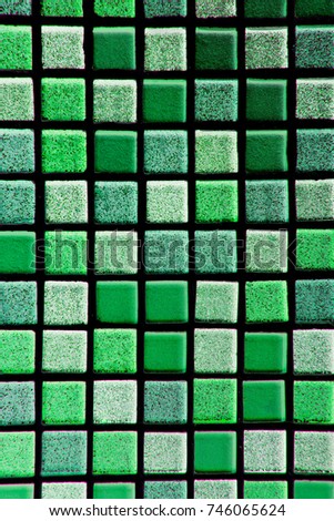 abstract green square pixel mosaic wall background and texture