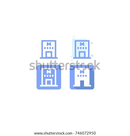 icons hospital building clinic medical blue on white background. web. Symbols. vector illustration