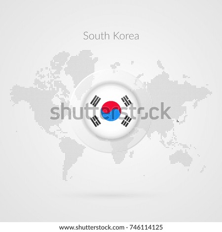 South Korea flag icon. Vector World Map infographic symbol. International global sign. Korean template for business, marketing project, web design, presentation, media. Dotted illustration 