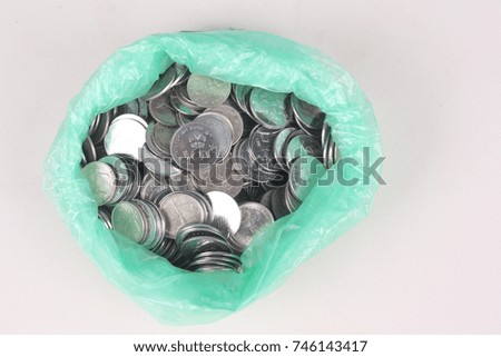 Photo for coins in plastic with background blue