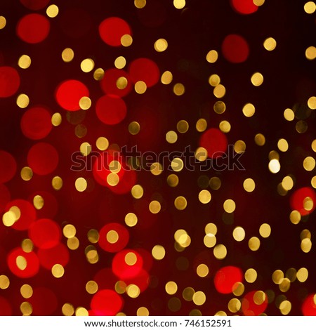 Festive Beautiful Red Background with golden confetti. Square Image Holiday Texture. Party invite or congratulations for New year, Christmas, happy birthday, anniversary or others celebrations