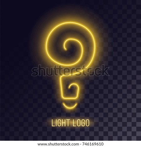Light spiral neon design. Bulb retro icon illustration. 