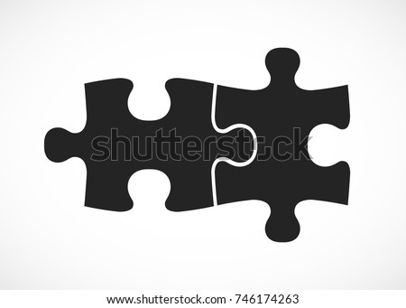 Double piece flat puzzle. Two section compare service banner. Vector illustration Royalty-Free Stock Photo #746174263