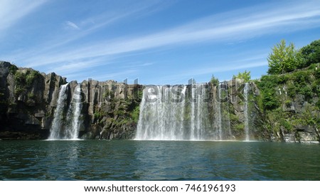 landscape of the Harajirinotaki falls in Japan