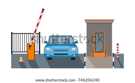 Automatic Rising Up Barrier, automatic system gate for security Royalty-Free Stock Photo #746206240