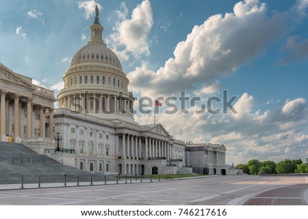 The United States Capitol Building at sunset, Washington DC, USA. Royalty-Free Stock Photo #746217616
