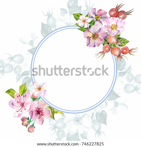 beautiful flowers frame.watercolor