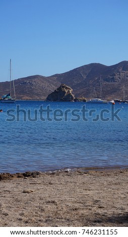 Photo from famous bay of Groikos one of the most beautiful bays in the world, island of Patmos, Dodecanese, Greece        