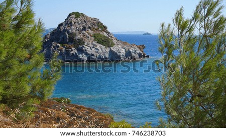Photo from clear water seascape in island of Patmos, Dodecanese, Greece                          