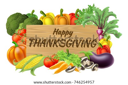 Happy Thanksgiving fruits and vegetables produce wooden sign design