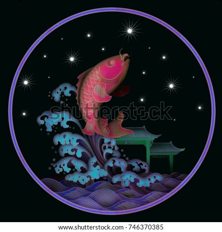 Fish and stars. 3d illustration