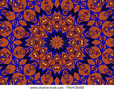 Geometric  pattern of uneven squares. Geometric mosaic. Beautiful illustration. Bright flower