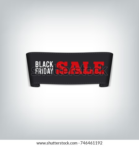 Black paper sale banner. Ribbon. Black friday sale