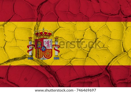 Spain Flag on cracked texture background. National Concept