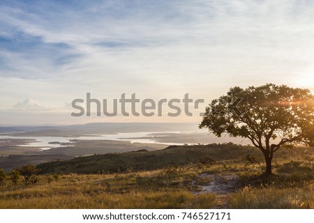 Sunset at Serra da Canastra National Park - Delfinopolis, Minas Gerais, Brazil Royalty-Free Stock Photo #746527171