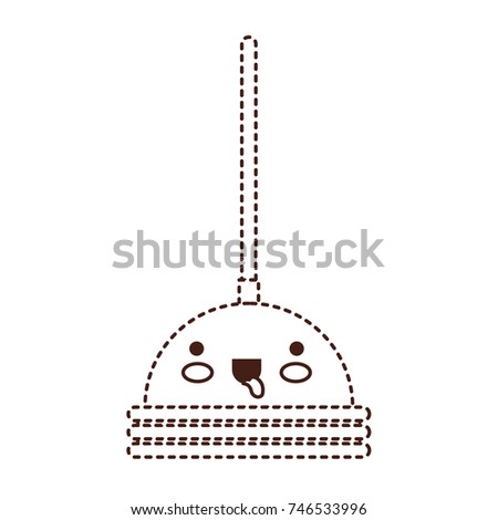 kawaii toilet pump in brown dotted silhouette vector illustration