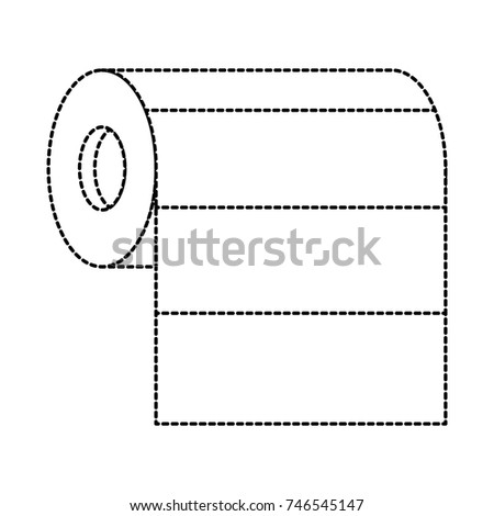 roll paper towel in monochrome dotted silhouette vector illustration