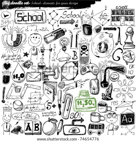 vector set - doodles - science Royalty-Free Stock Photo #74654776