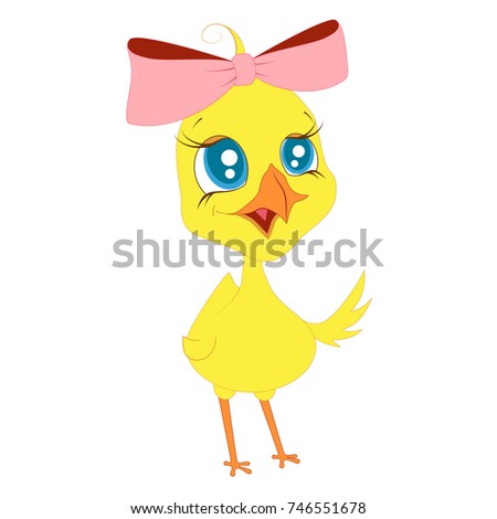 cute chick with pink bow