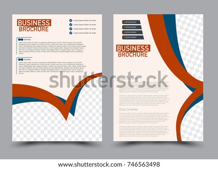 Red and blue flyer design template. Brochure abstract background for business, education, presentation, advertisement. Corporate identity style concept. Editable vector illustration.