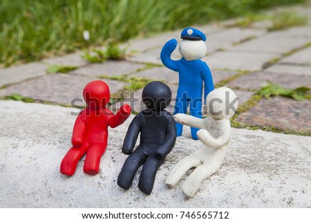 Human clay figures. Society scene.