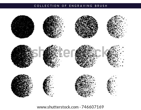 Set Brush stipple pattern for design. Dots black texture