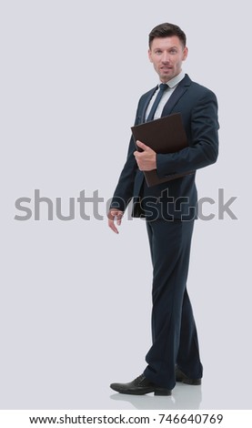 Side view of a smiling businessman, On white background