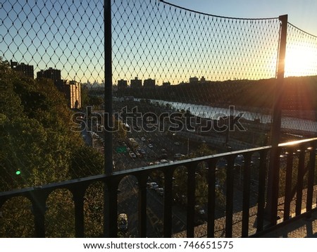 A view of an Expressway from the High Bridge in the Bronx, NYC.