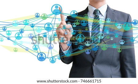Business man pointing network image