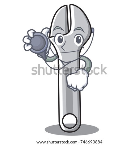 Doctor wrench character cartoon style