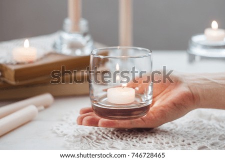 Candle in the hand, Hope and pray concept