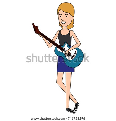 woman playing guitar electric character