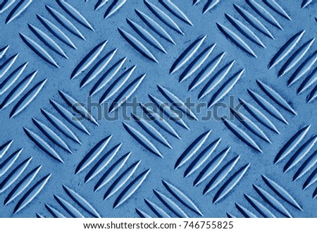 Blue color metal floor pattern. Abstract background and texture for design.
