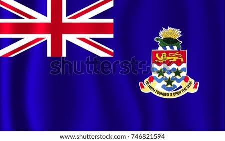 Waving flag of the Cayman Islands. Cayman Islands Flag in the Wind. Vector Illustration.