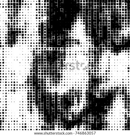 Grunge vector background from squares on white background. Abstract texture monochrome. Vintage pattern for print and design