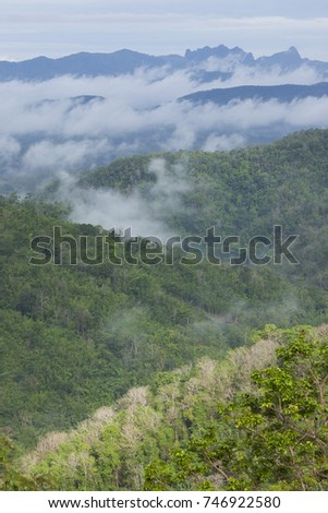 misty mountain ,countryside ,Thailand 