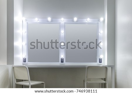photo of the mirror in the make-up room.