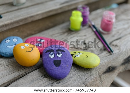 funny faces . kids craft Royalty-Free Stock Photo #746957743
