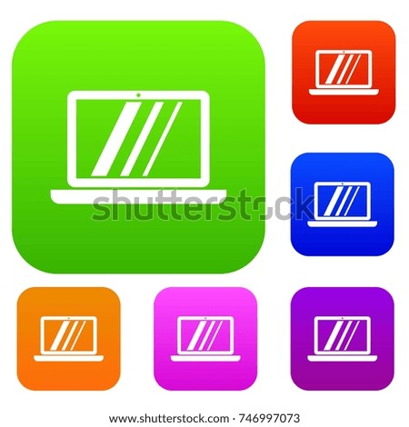 Laptop set icon in different colors isolated  illustration. Premium collection