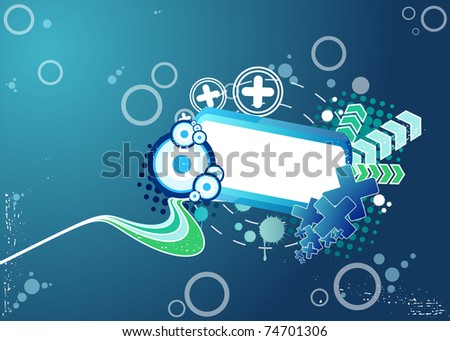 abstract illustration with scratches, crosses, arrows, circles and bubbles
