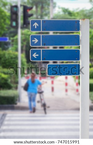 Old traffic signs, road signs or guide post on the street.