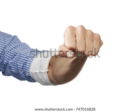 human Hand making a fist isolated on white