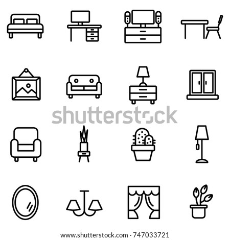 Furniture and home decor icon set. Vector illustration Royalty-Free Stock Photo #747033721