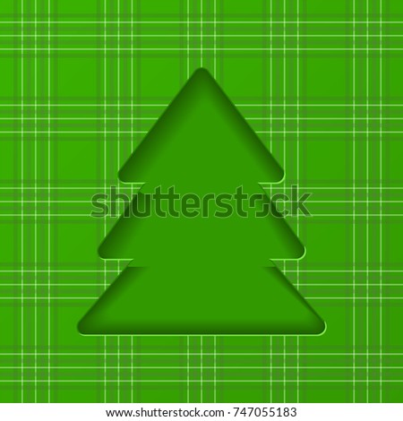 Christmas tree cut out of paper. Decorative design element, holiday decoration for Christmas and New Year cards. Vector illustration