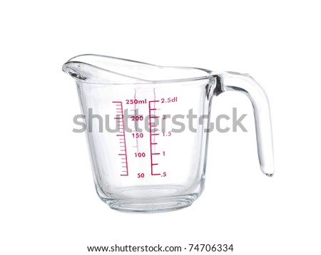 Glass mesuring cup closeup on pure white background Royalty-Free Stock Photo #74706334