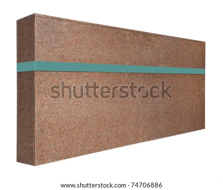 Pink granite signpost to office building complex, isolated with clipping path