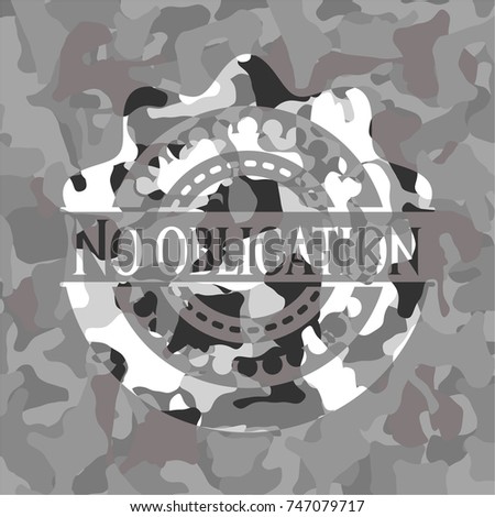 No obligation grey camo emblem