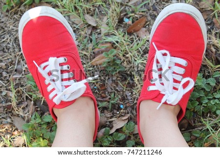 Red Sneaker Royalty-Free Stock Photo #747211246
