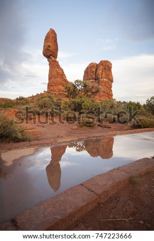 Balanced Rock at Sunset in Arches National Park Moab Utah
