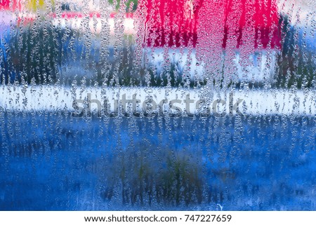 Natural water drop background. Window glass with condensation high humidity